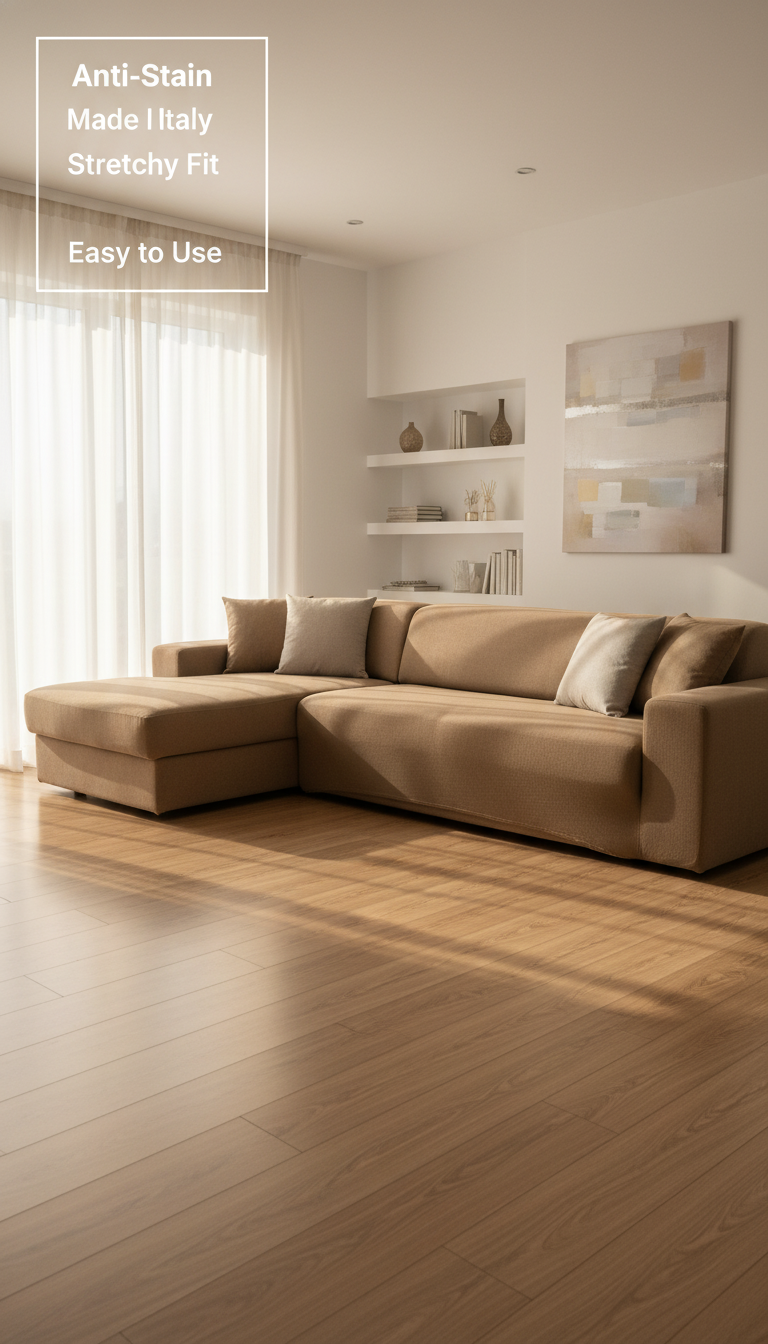 copridivano elasticizzato con penisola 3 posti