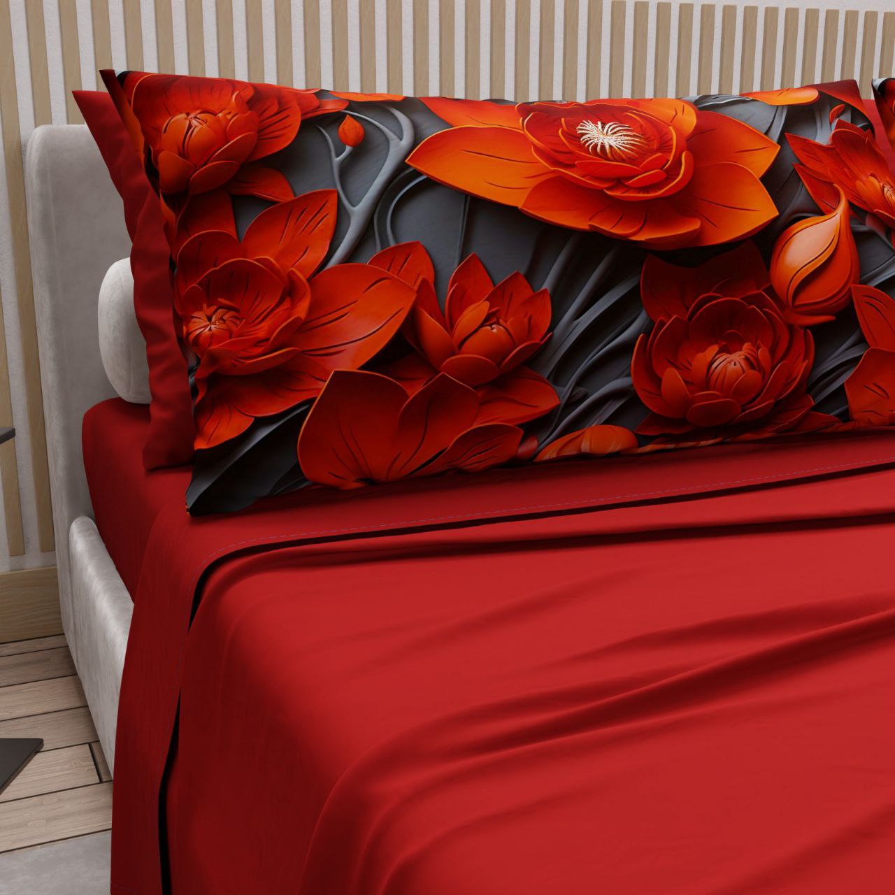 Lenzuola in  cotone t.unità con 4 federe