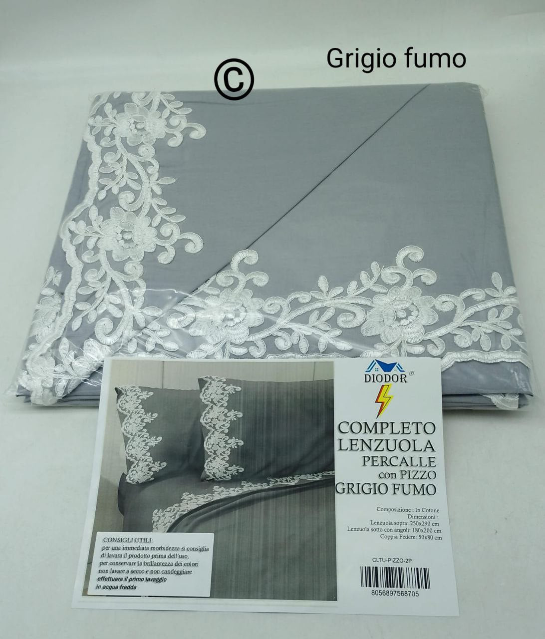 Lenzuola a Tinta Unita con Balza e Pizzo in Organza Macramè