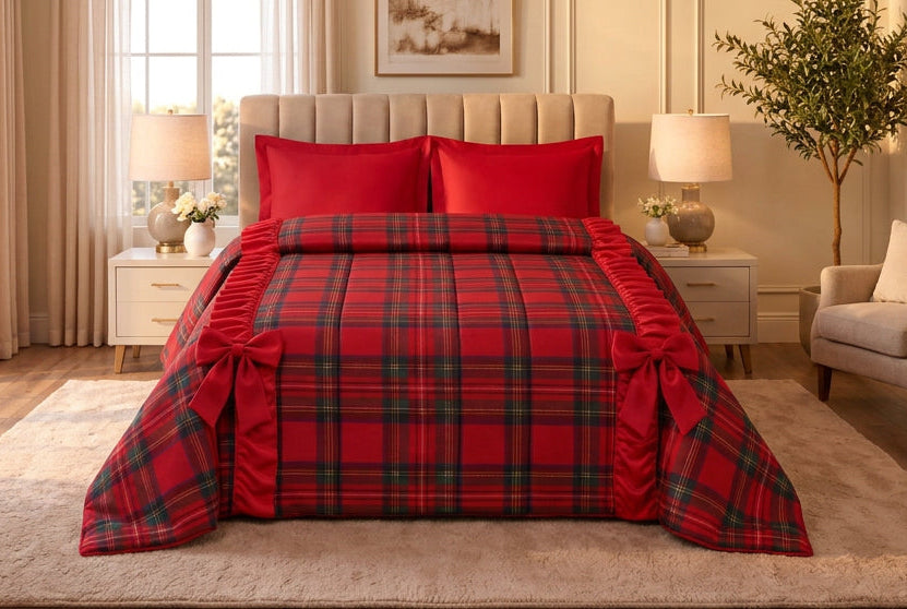 Trapunta Matrimoniale Royal Tartan – Rosso Principessa