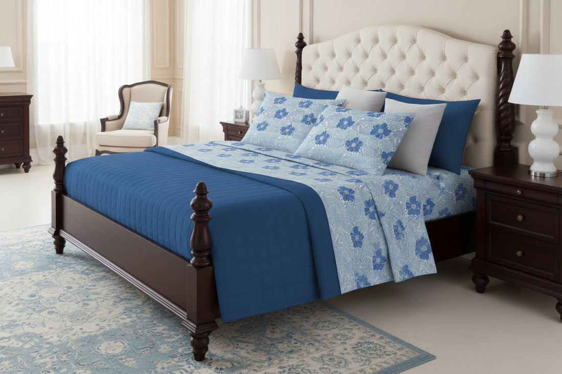 completo lenzuola stampata in cotone 2 posti