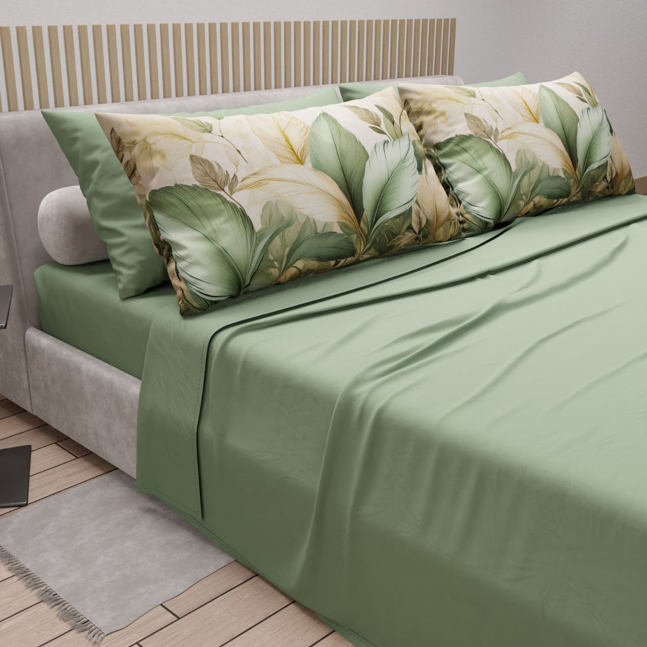 Lenzuola in  cotone t.unità con 4 federe