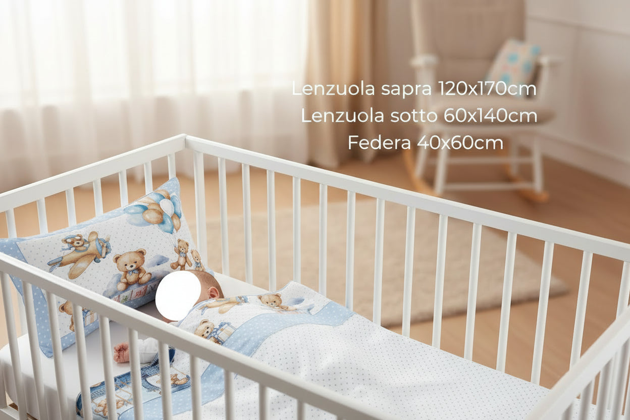 completo lenzuola per lettino e culla in stampa digitale&nbsp;