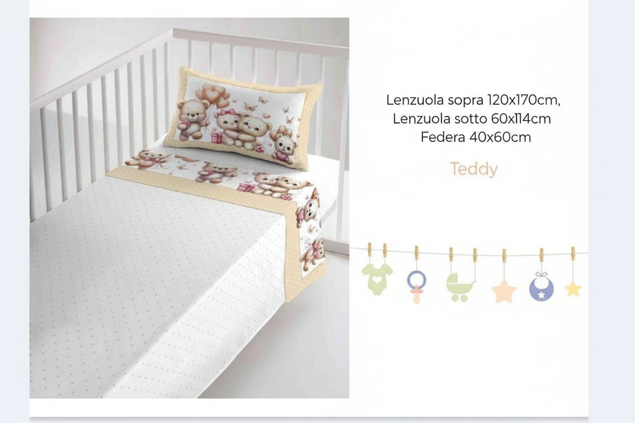 completo lenzuola per lettino e culla in stampa digitale&nbsp;