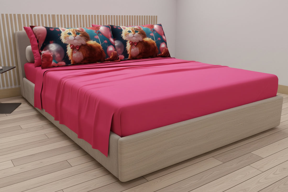 completo lenzuola in cotone tinta unita con disegno digitale