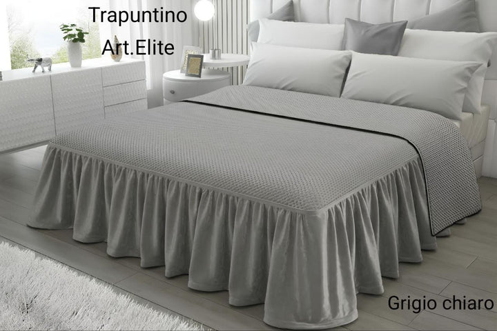 trapuntino tinta unita con maxi riccio volant matrimoniale