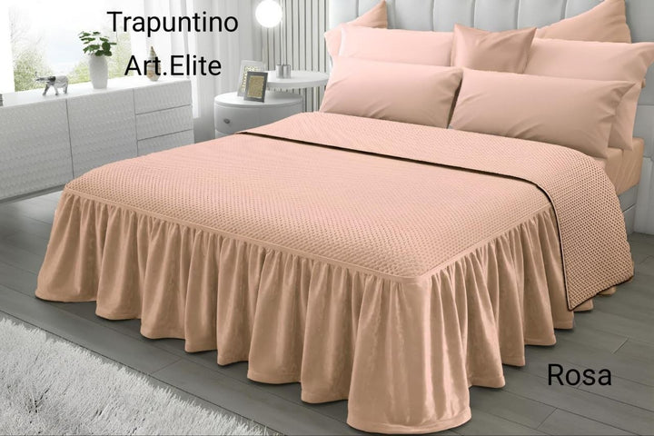 trapuntino tinta unita con maxi riccio volant matrimoniale