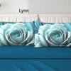 Plain colored sheets with four Irge Digital pillowcases.