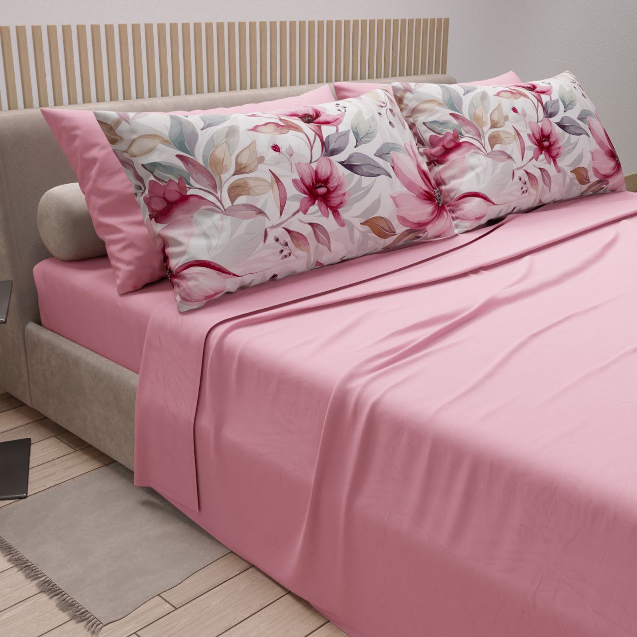 Lenzuola in  cotone t.unità con 4 federe