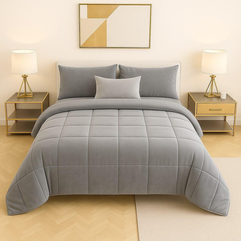 Trapunta Matrimoniale Velvet velluto "Langhe" - L'Abbraccio Austero ed Elegante