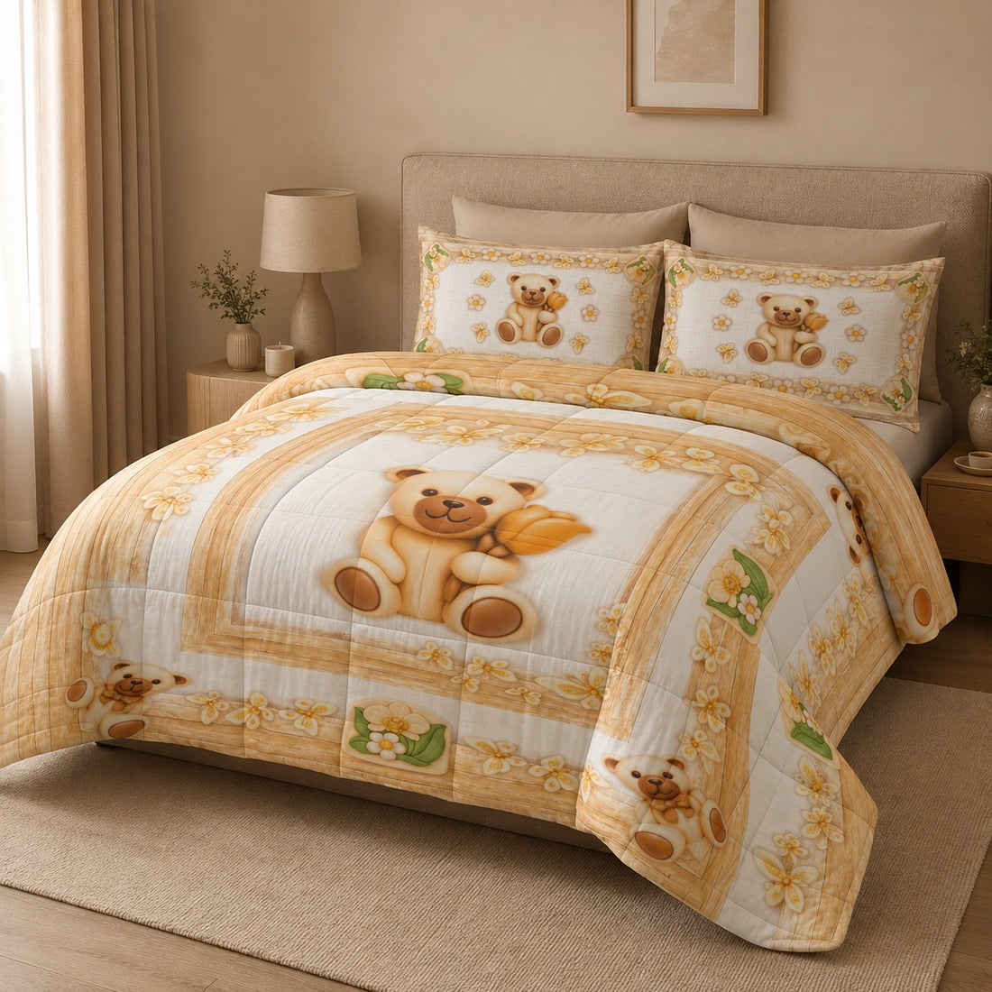 Teddy double bed quilt