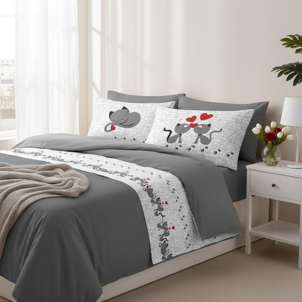 Completo lenzuola matrimoniale pensiero delicato 100% cotone