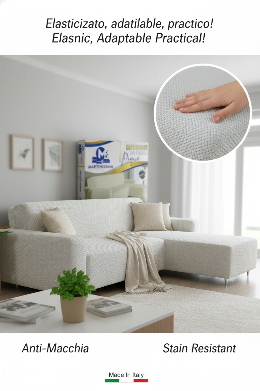 copridivano elasticizzato con penisola 3 posti