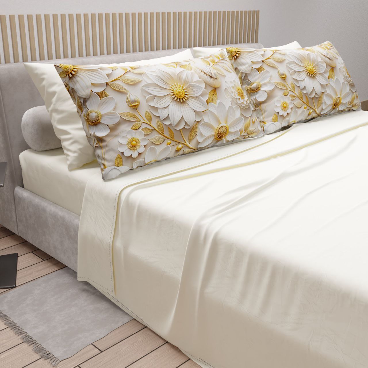 Lenzuola in  cotone t.unità con 4 federe