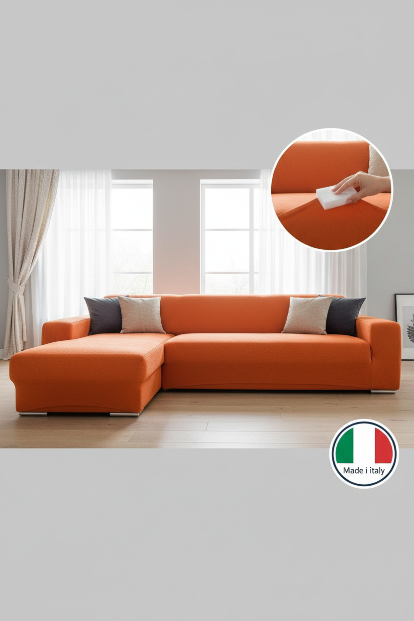 copridivano elasticizzato con penisola 3 posti