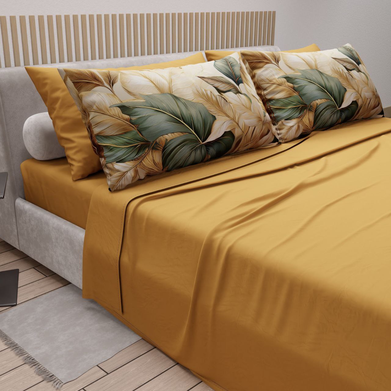 Lenzuola in  cotone t.unità con 4 federe