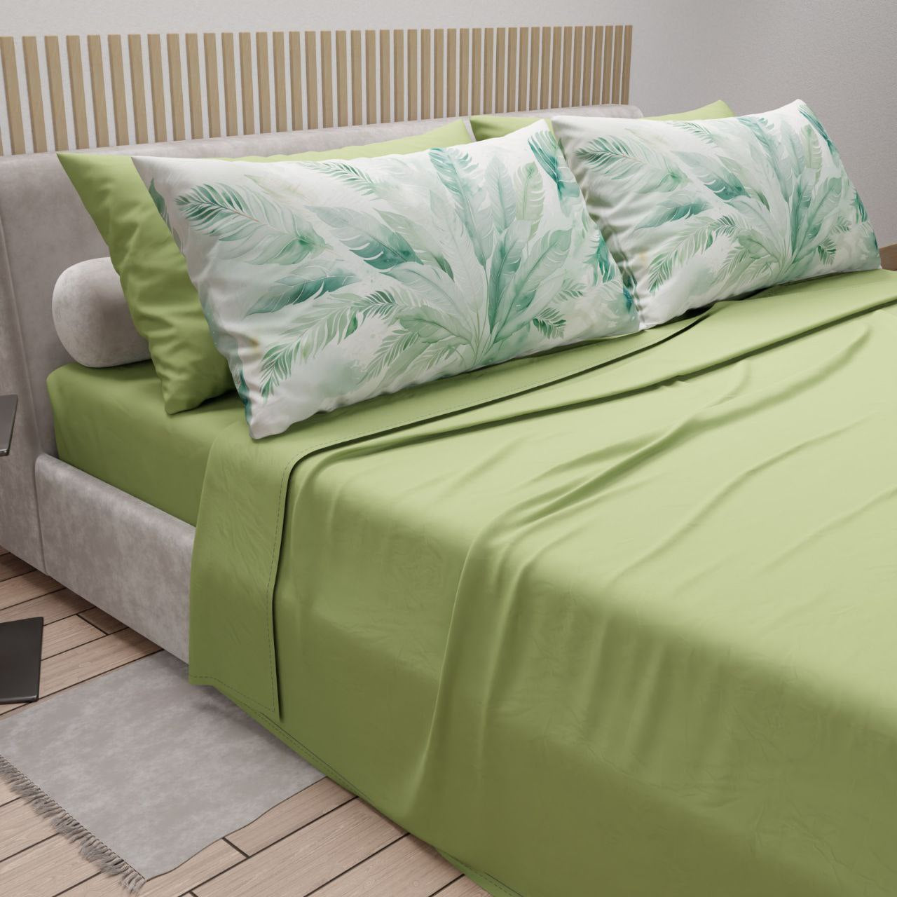 Lenzuola in  cotone t.unità con 4 federe