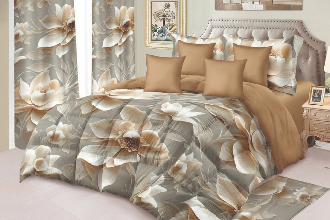 Trapunta in stampa digitale piazzata tende abbinate