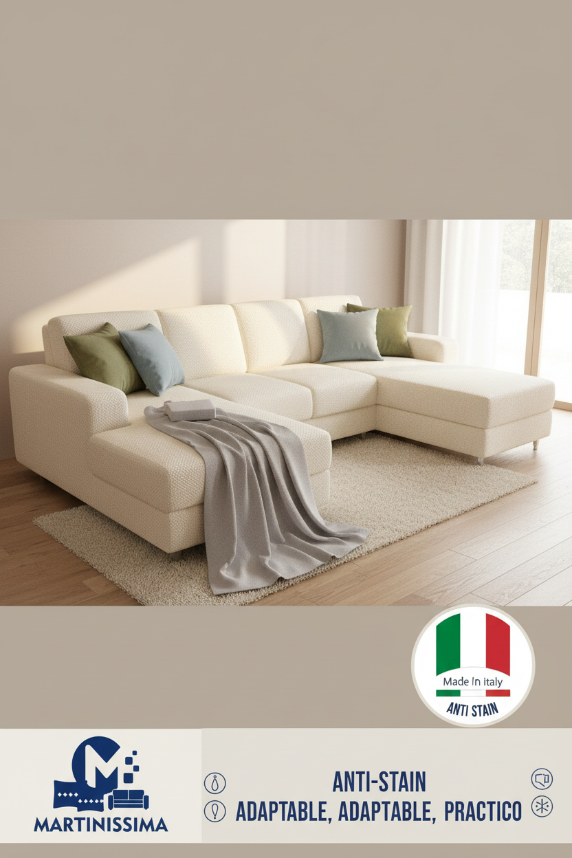 copridivano elasticizzato con penisola 3 posti