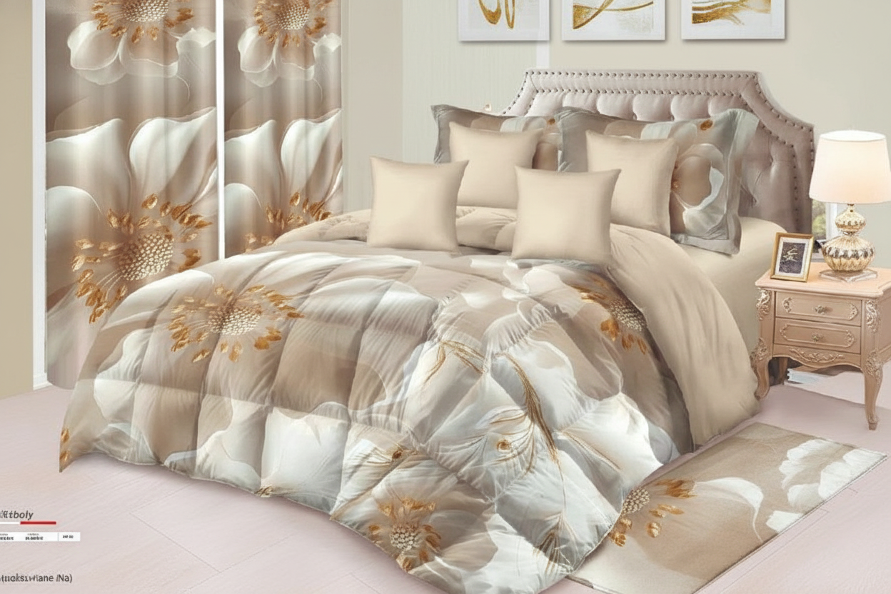 Trapunta in stampa digitale piazzata tende abbinate