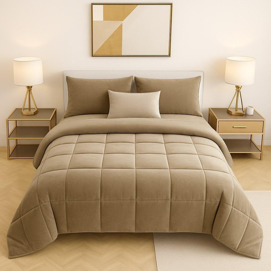 Trapunta Matrimoniale Velvet velluto "Langhe" - L'Abbraccio Austero ed Elegante