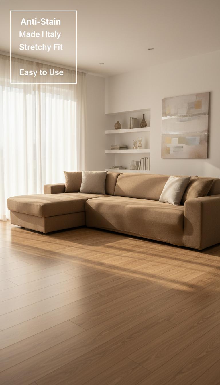 copridivano elasticizzato con penisola 3 posti