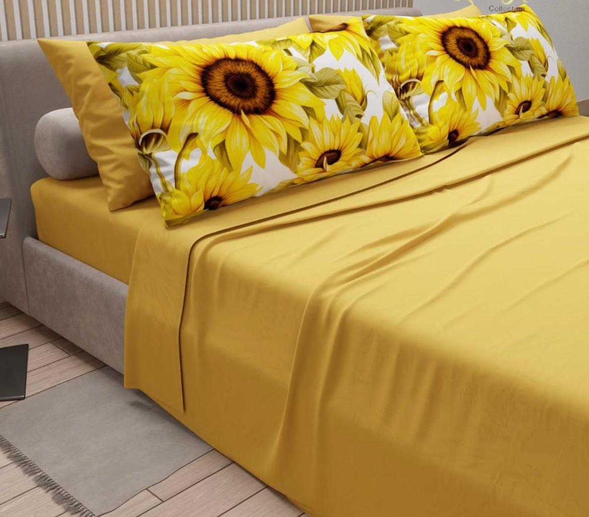 Lenzuola in  cotone t.unità con 4 federe