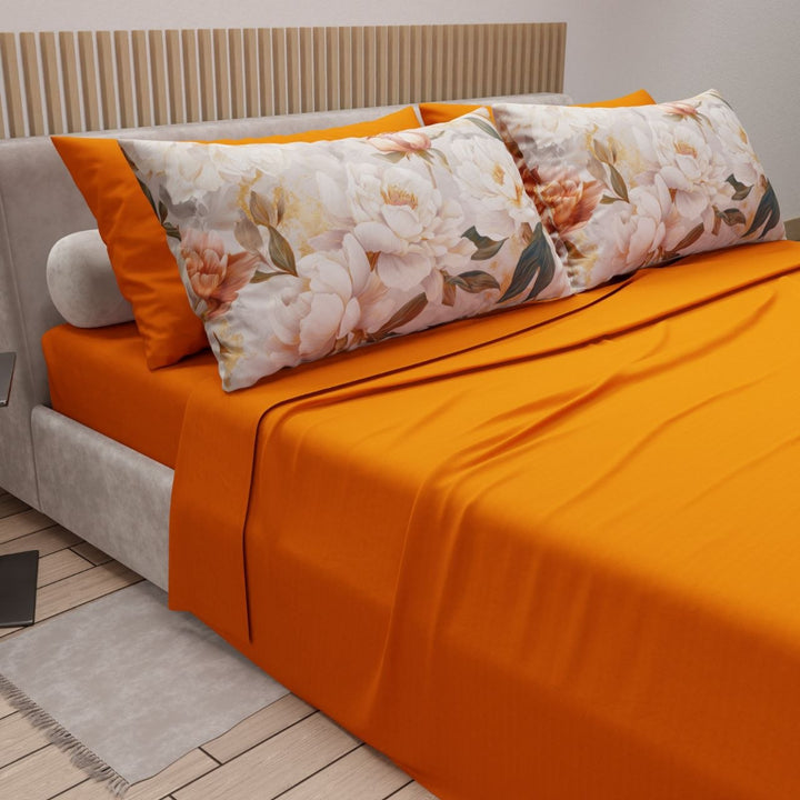 Completo Lenzuola Fiore Arancio