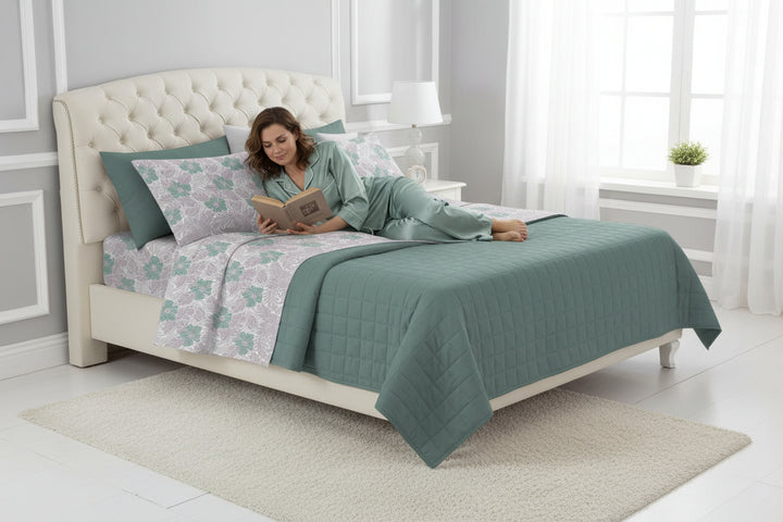 completo lenzuola stampata in cotone 2 posti