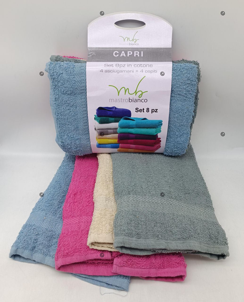 Nuovo Set 8 Pezzi Asciugamani