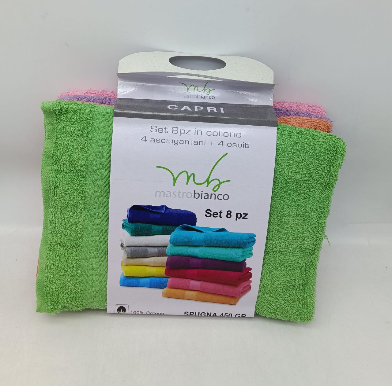 Nuovo Set 8 Pezzi Asciugamani